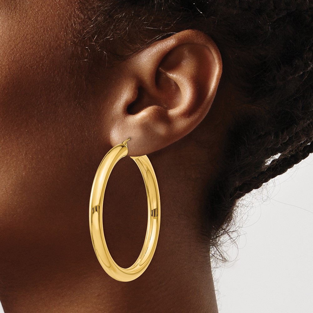 10k Yellow Polished 5mm Lightweight Hoop Earrings (10T957L)