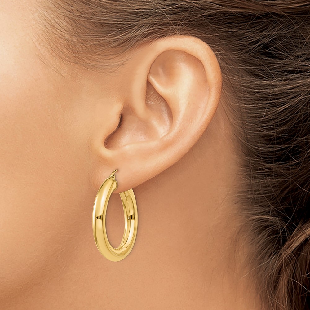 10k Polished 5mm Tube Hoop Earrings (10T958)