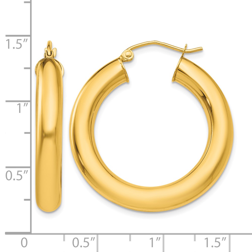 10k Polished 5mm Tube Hoop Earrings (10T958)