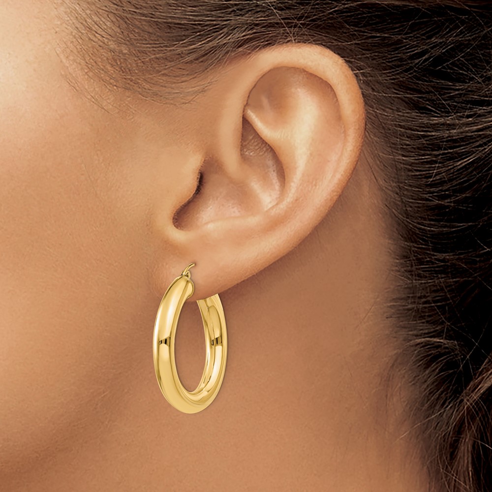10k Yellow Polished 5mm Lightweight Hoop Earrings (10T958L)