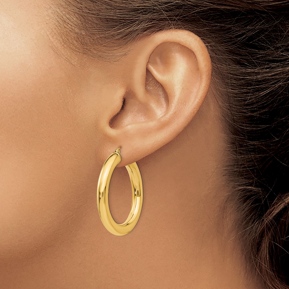 10k Yellow Gold Polished 5mm Lightweight Hoop Earrings (10T959L)