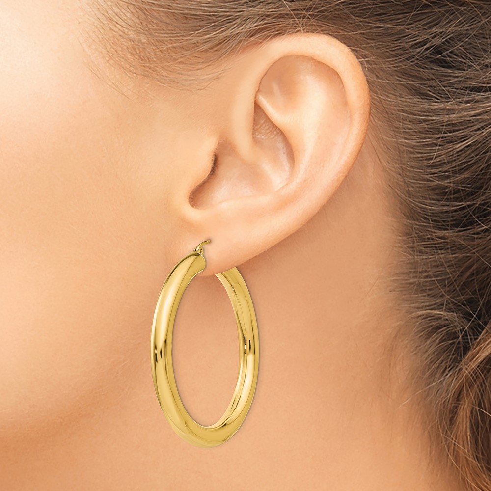 10k Polished 5mm Tube Hoop Earrings (10T960)