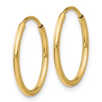 10K Polished Endless Tube Hoop Earrings view 2