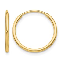 10K Polished Endless Tube Hoop Earrings view 1