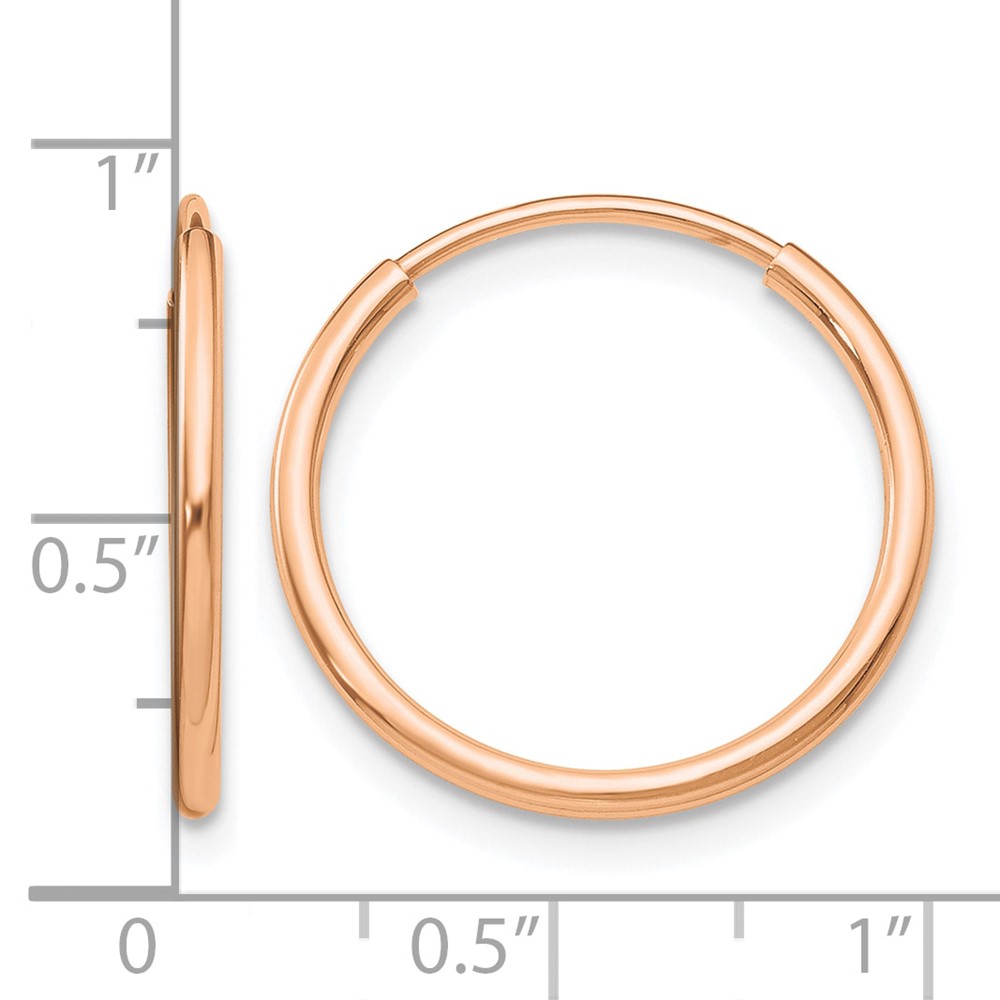 10k Rose Gold Polished Endless Tube Hoop Earrings (10T961R)