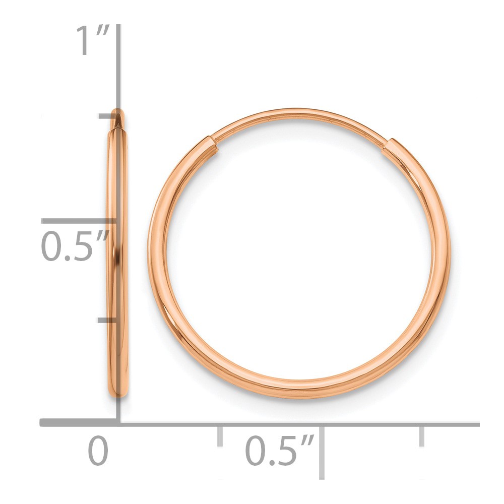10k Rose Gold Polished Endless Tube Hoop Earrings (10T962R)