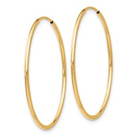 10K Yellow Gold Polished Endless Tube Hoop Earrings view 2