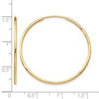 10K Yellow Gold Polished Endless Tube Hoop Earrings view 4