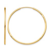 10K Yellow Gold Polished Endless Tube Hoop Earrings view 1