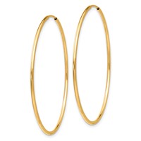 10K Yellow Gold Polished Endless Tube Hoop Earrings view 2