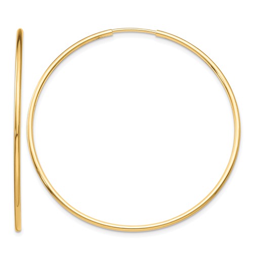 10K Yellow Gold Polished Endless Tube Hoop Earrings