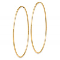 10K Yellow Gold Polished Endless Tube Hoop Earrings view 2