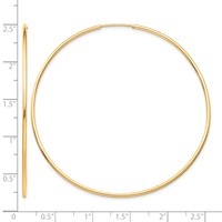 10K Yellow Gold Polished Endless Tube Hoop Earrings view 4