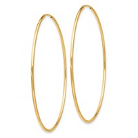 10K Yellow Gold Polished Endless Tube Hoop Earrings view 2