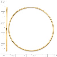 10K Yellow Gold Polished Endless Tube Hoop Earrings view 4