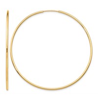 10K Yellow Gold Polished Endless Tube Hoop Earrings view 1