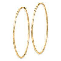 10K Yellow Gold Polished Endless Tube Hoop Earrings view 2