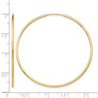 10K Yellow Gold Polished Endless Tube Hoop Earrings view 4