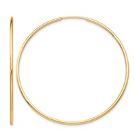 10K Yellow Gold Polished Endless Tube Hoop Earrings view 1