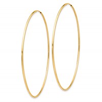 10K Yellow Gold Polished Endless Tube Hoop Earrings view 2