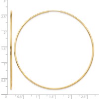10K Yellow Gold Polished Endless Tube Hoop Earrings view 4