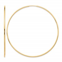 10K Yellow Gold Polished Endless Tube Hoop Earrings view 1