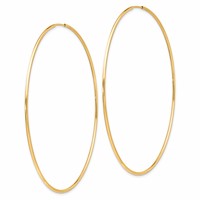 10K Yellow Gold Polished Endless Tube Hoop Earrings view 2