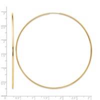 10K Yellow Gold Polished Endless Tube Hoop Earrings view 4