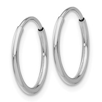 10K White Gold 1.2mm Endless Hoop Earrings view 2