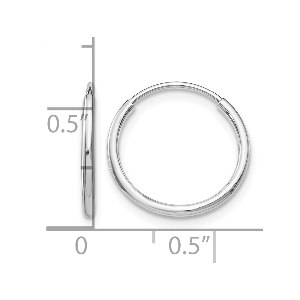 10K White Gold 1.2mm Endless Hoop Earrings (10T973)
