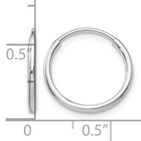 10K White Gold 1.2mm Endless Hoop Earrings view 4