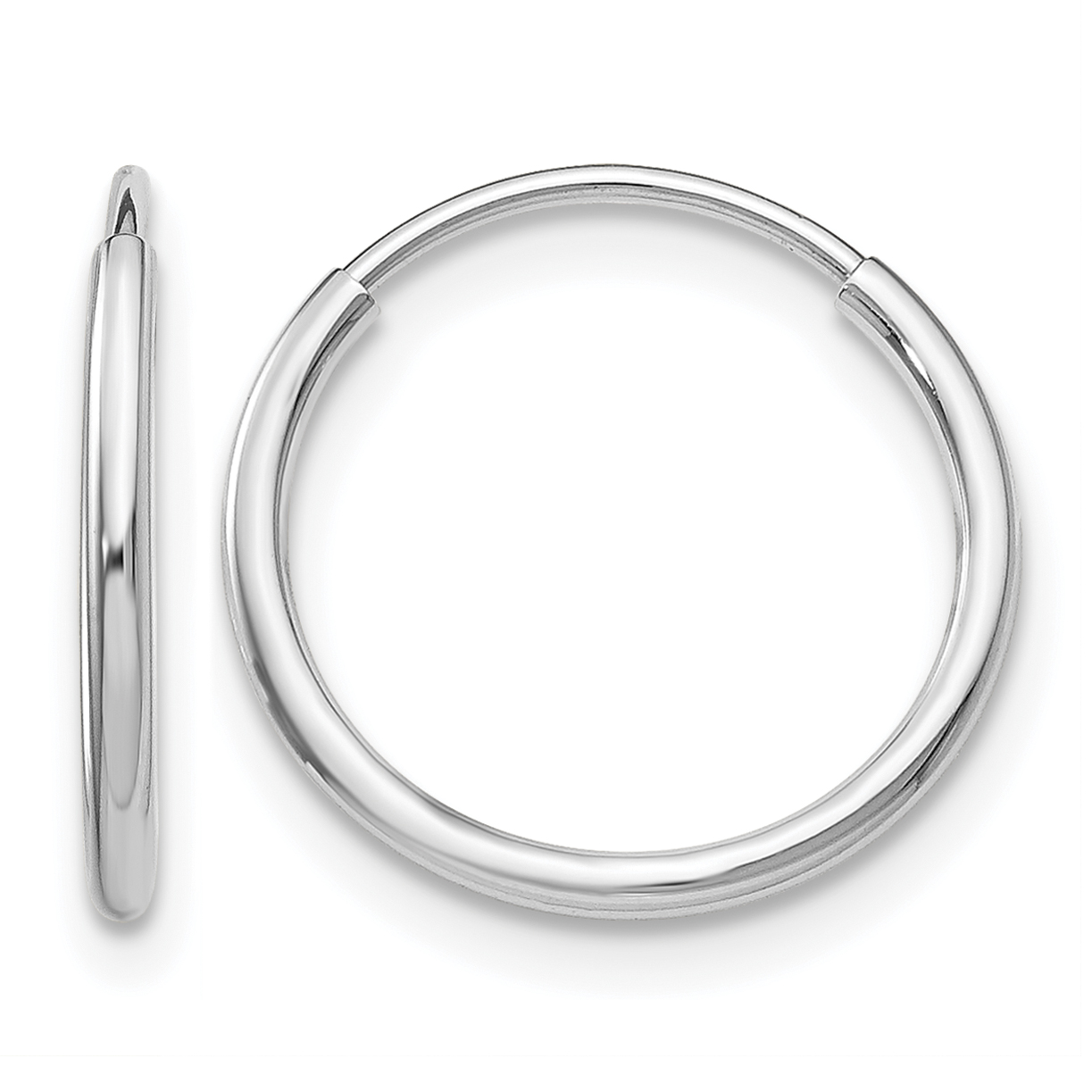 10K White Gold 1.2mm Endless Hoop Earrings (10T973)