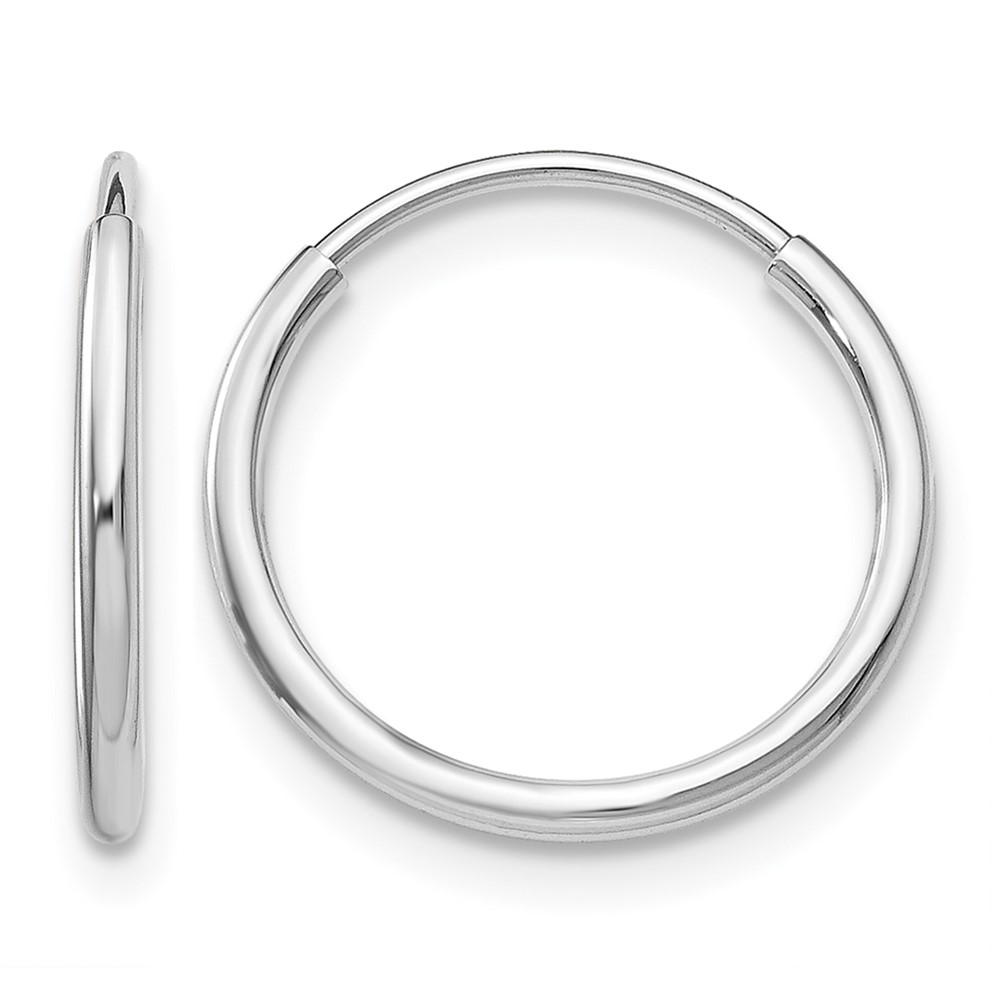 10K White Gold 1.2mm Endless Hoop Earrings (10T973)