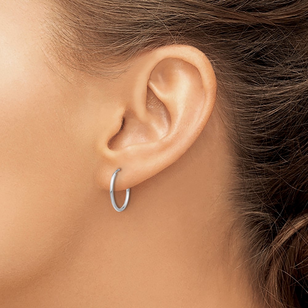 10K White Gold Endless Hoop Earrings (10T974)