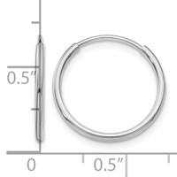 10K White Gold Endless Hoop Earrings view 4
