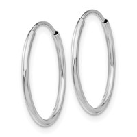 10K White Gold Endless Hoop Earrings view 2