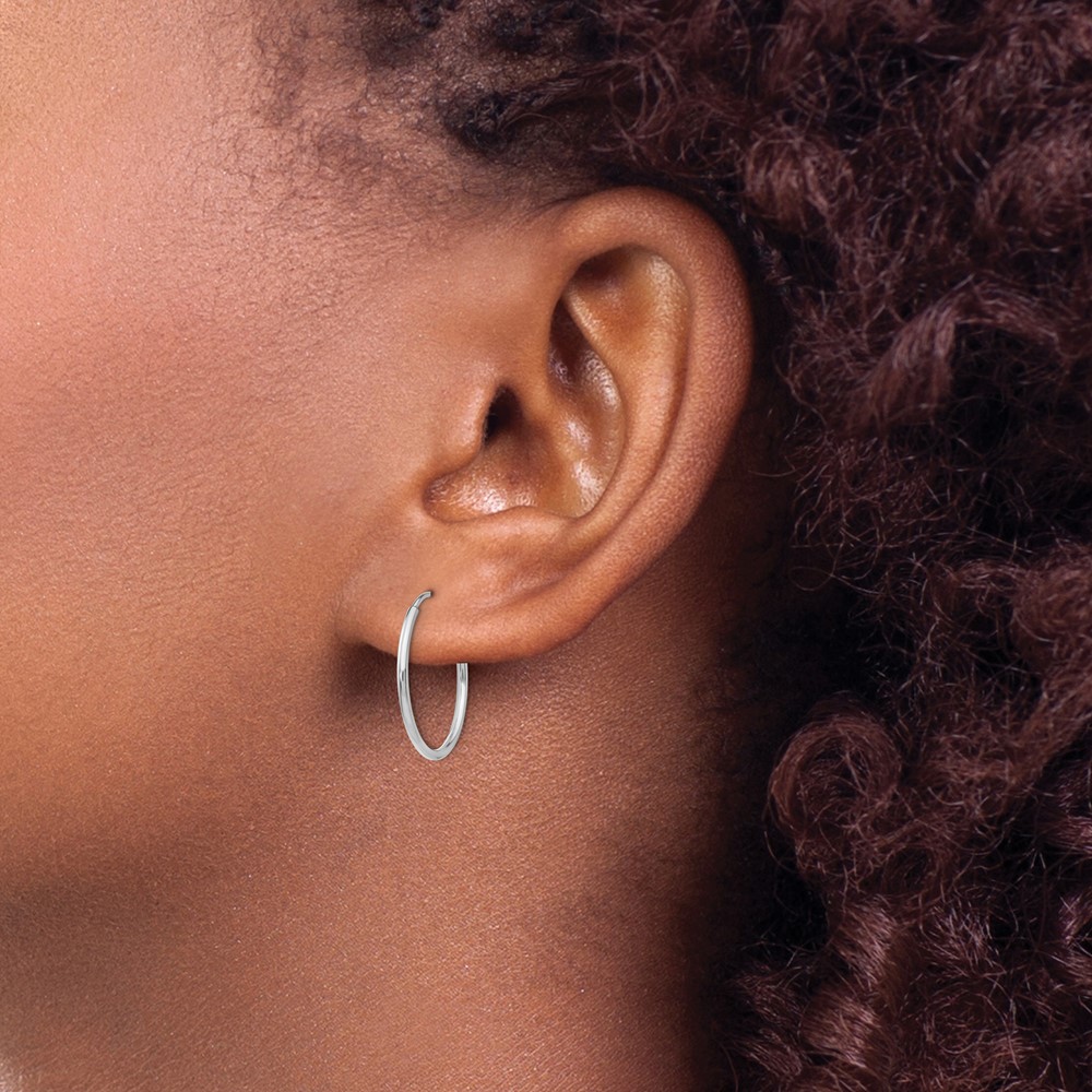 10K White Gold Endless Hoop Earrings (10T975)