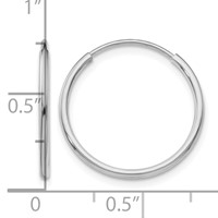 10K White Gold Endless Hoop Earrings view 4