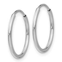 10K White Gold Endless Hoop Earrings view 2