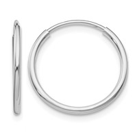 10K White Gold Endless Hoop Earrings view 1