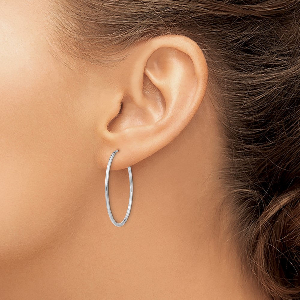 10K White Gold Endless Hoop Earrings (10T977)
