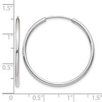 10K White Gold Endless Hoop Earrings view 4