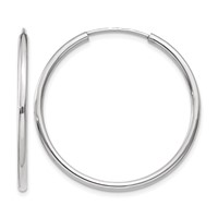 10K White Gold Endless Hoop Earrings view 1