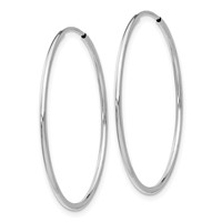 10K White Gold Endless Hoop Earrings view 2