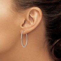 10K White Gold Endless Hoop Earrings view 3