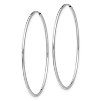 10K White Gold Endless Hoop Earrings view 2