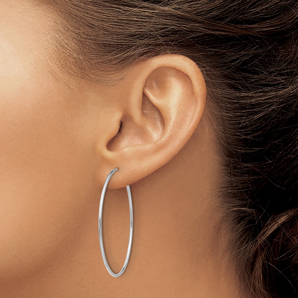 10K White Gold Endless Hoop Earrings (10T979)