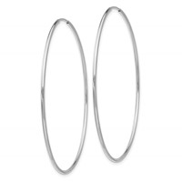10K White Gold Endless Hoop Earrings view 2