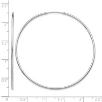 10K White Gold Endless Hoop Earrings view 4