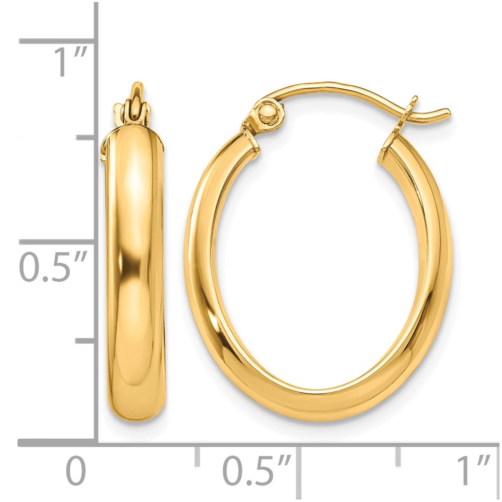 10k Polished 3.5mm Oval Hoop Earrings (10T985)